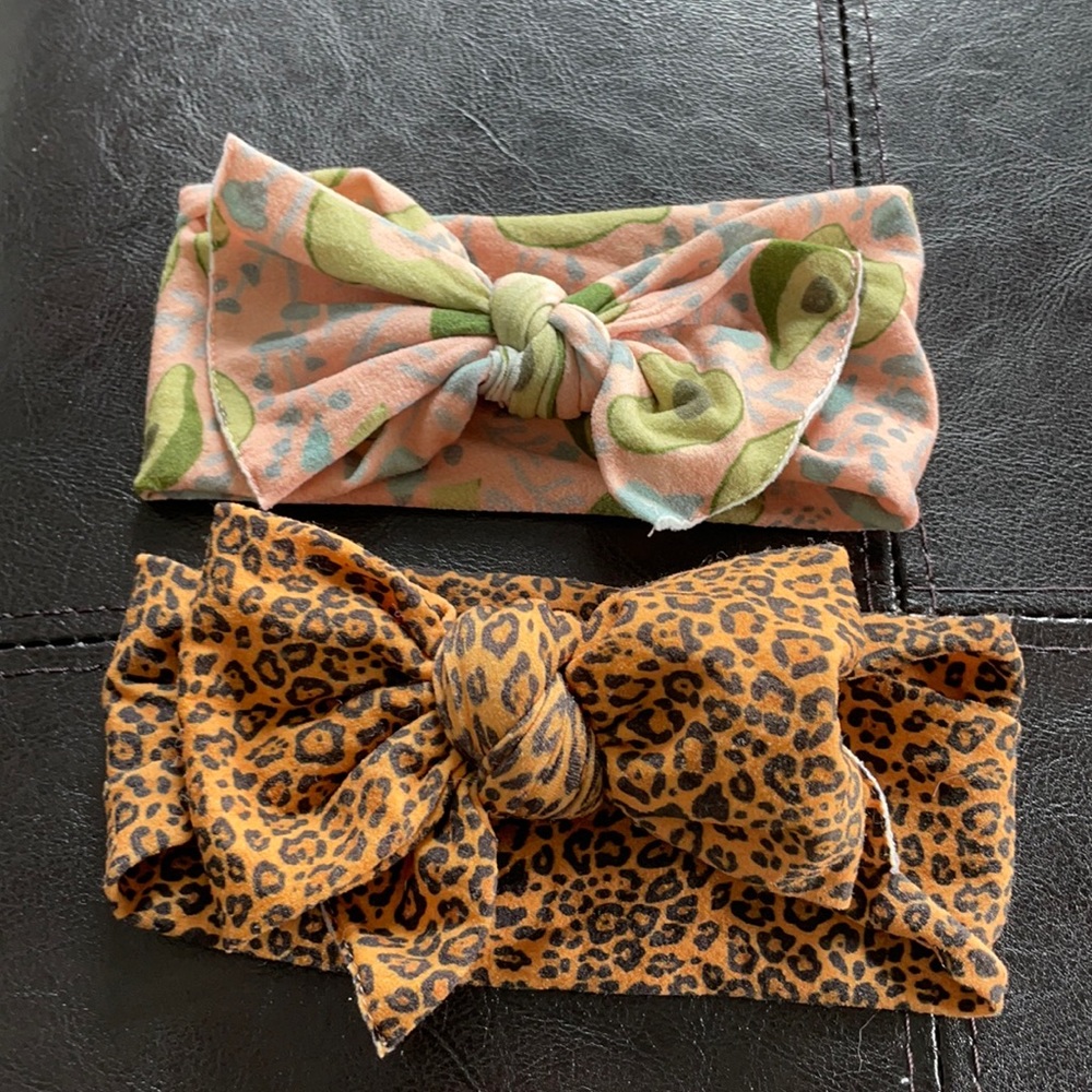 Baby Bling Bows - Two Bows / Cheetah & Avocado